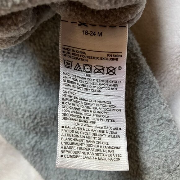 Old Navy Bear Grey Blue Fleece Bunting 18-24M Toddler Winter Wear - Picture 4 of 16